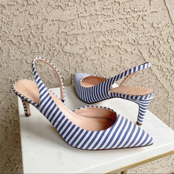 J. Crew Shoes - J. CREW NWOT Blue & White Striped Colette Pointed Toe Slingbacks Slingback Heels